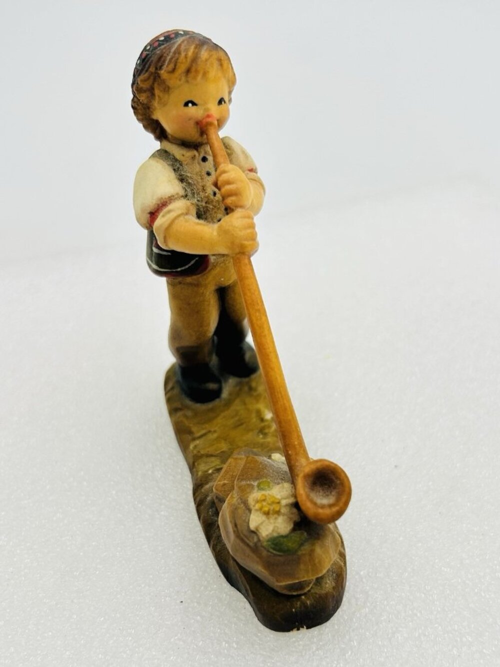 ANRI Ferrandiz Alpine Music Wood Boy Horn Figurine Ltd Ed 324/1500 Italy Carved